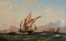 Vilhelm Melbye (1824-1882) - Shipping off Alicante Oil on canvas Signed and dated   1863   lower