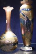 An Okra vase, baluster shaped, marked Okra No.2 R.P. Golding to base, 27cm high and another Okra