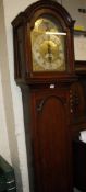 An 18th Century and later oak longcase clock with a two train eight day movement, the brass 11inch