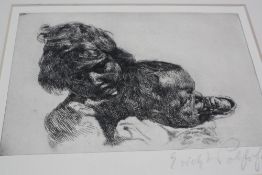 Erich Wolfsfeld (German, 1884-1956) Study of two children Etching Signed in pencil to the margin