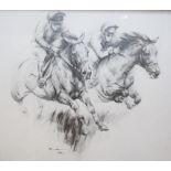 English School (20th Century) Horse racing  Pencil studies Signed indistinctly in pencil 39.5cm x