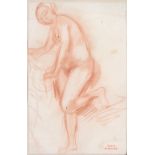 Léon Louis Antoine Riesener (1808-1878) Study of a nude woman Red chalk on laid paper Studio stamp