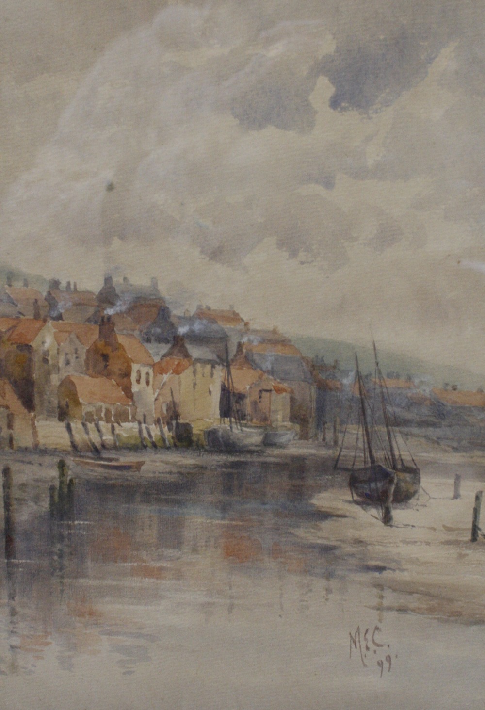 English School (19th Century) Teignmouth Harbour Watercolour Initialled lower right M.E.C 34cm x