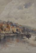 English School (19th Century) Teignmouth Harbour Watercolour Initialled lower right M.E.C 34cm x