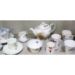 A quantity of Shelley and other china, to include a Shelley tea pot, Carlton Ware 'Rouge Royale'