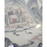 A Chinese painting on silk, house in mountainous landscape, 33.5cm x 21cm; and a quantity of