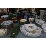 A quantity of nineteenth and twentieth century ceramics, to include tureens, sugar bowls, serving