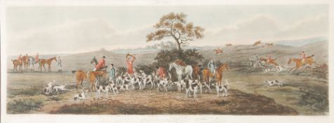 After Charles Dean Wolstenholme the Younger Fox Hunting  The set of 4, aquatints with hand-