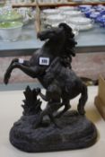 A spelter model of a rearing horse, 41cm high