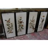 Four Chinese lacquered panels, foliate decorated, 63cm x 26cm (4)