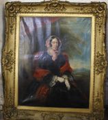 English School (19th Century) Portrait of a lady seated Oil on canvas Unsigned 125cm x 100cm