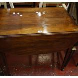 A George III mahogany and inlaid pembroke table with a frieze drawer on square tapering legs 77cm