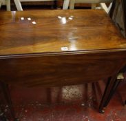 A George III mahogany and inlaid pembroke table with a frieze drawer on square tapering legs 77cm