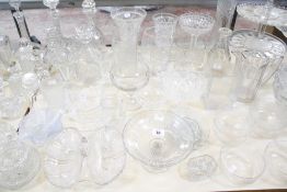 A quantity of decorative glassware, to include decanters, vases, bowls etc