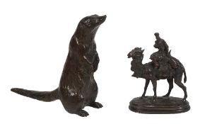 A Continental patinated bronze model of a meerkat, early 20th century, naturalistically portrayed
