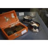 A quantity of assorted metalware to include silver plated items, brass and copper ware, three