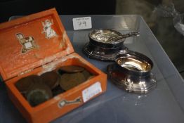 A quantity of assorted metalware to include silver plated items, brass and copper ware, three