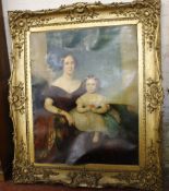 English School (19th Century) Portrait of a lady seated with her daughter  Oil on canvas Unsigned In