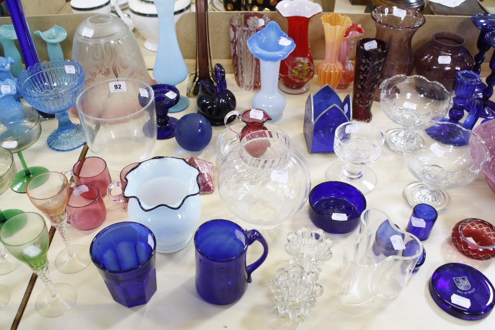 A quantity of coloured and decorative glass, to include a 'Savoy' vase designed by Alvar Aalto,