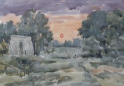 David W Birch (20th Century) Sunrise at Chipping Campden, 1988 Watercolour Signed lower right 38cm x