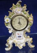 A Dresden porcelain mantel timepiece, (af), 27cm high