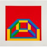 Sol LeWitt (1928-2007) - Isometric Figure with Bars of Colour linocut printed in colours, 2003,