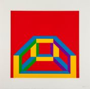 Sol LeWitt (1928-2007) - Isometric Figure with Bars of Colour linocut printed in colours, 2003,