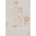 Laurence Stephen Lowry (1887-1976) - The Family felt tip pen on a Royal Academy of Arts invitation