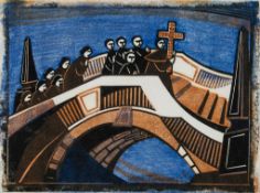 Lill Tschudi (1911-2004) - Prosession of the Cross (Not in C.L.T.) linocut printed, 1951, signed,