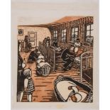 Lill Tschudi (1911-2004) - Nursery (Children's Hospital)(Not in C.L.T.) linocut printed in