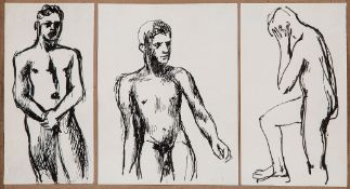 Keith Vaughan (1912-1977) - Three Studies in three parts, each pen and ink on paper, overall size