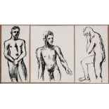 Keith Vaughan (1912-1977) - Three Studies in three parts, each pen and ink on paper, overall size