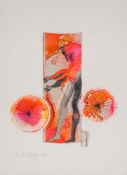 Colin Self (b.1941) - Circus Cycle Rider pencil on sprayed collaged carton, mounted on Arches paper,