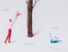 Oliver Jeffers (b.1977) - Animal Vegetable Mineral pencil and watercolour on Arches paper, signed