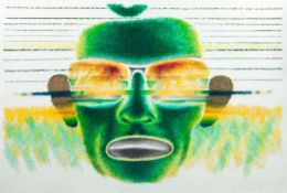 Ed Paschke (b.1939) - Autogram acrylic and coloured pastels on paper, 1984, 100 x 150 cm (39 1/2 x