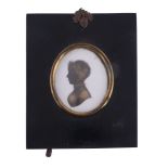 John Field (1772-1848) Silhouette portrait of a young lady to the left Painted on plaster and