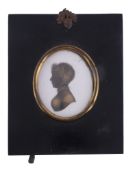 John Field (1772-1848) Silhouette portrait of a young lady to the left Painted on plaster and