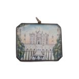 Indian (Delhi) school,   late 19th century, a miniature painting of the Taj Mahal, 5cm x 6cm, in a