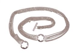 Montblanc, Star, a silver necklace,   composed of six belcher link strands, stamped 925, 74cm long,