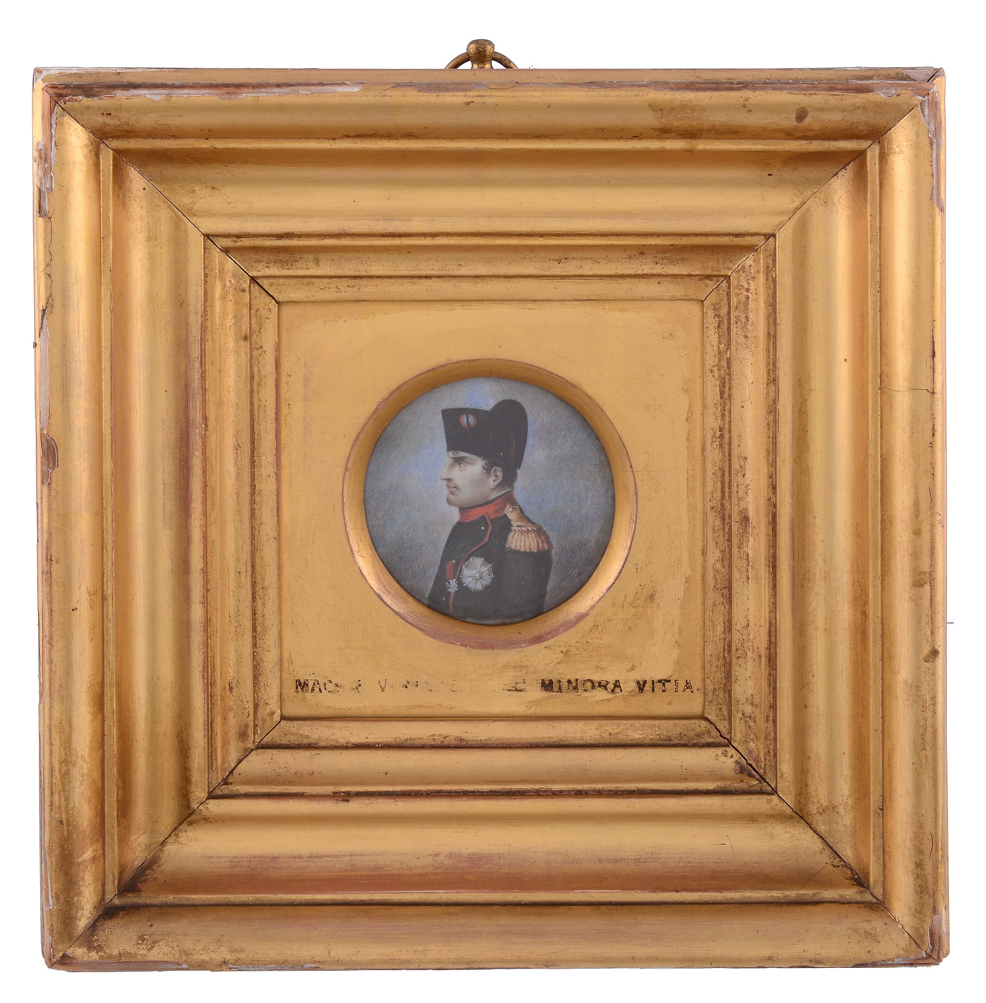 French school, 19th century,   profile portrait of Napoleon Bonaparte, 5.5cm diameter, in a gilt