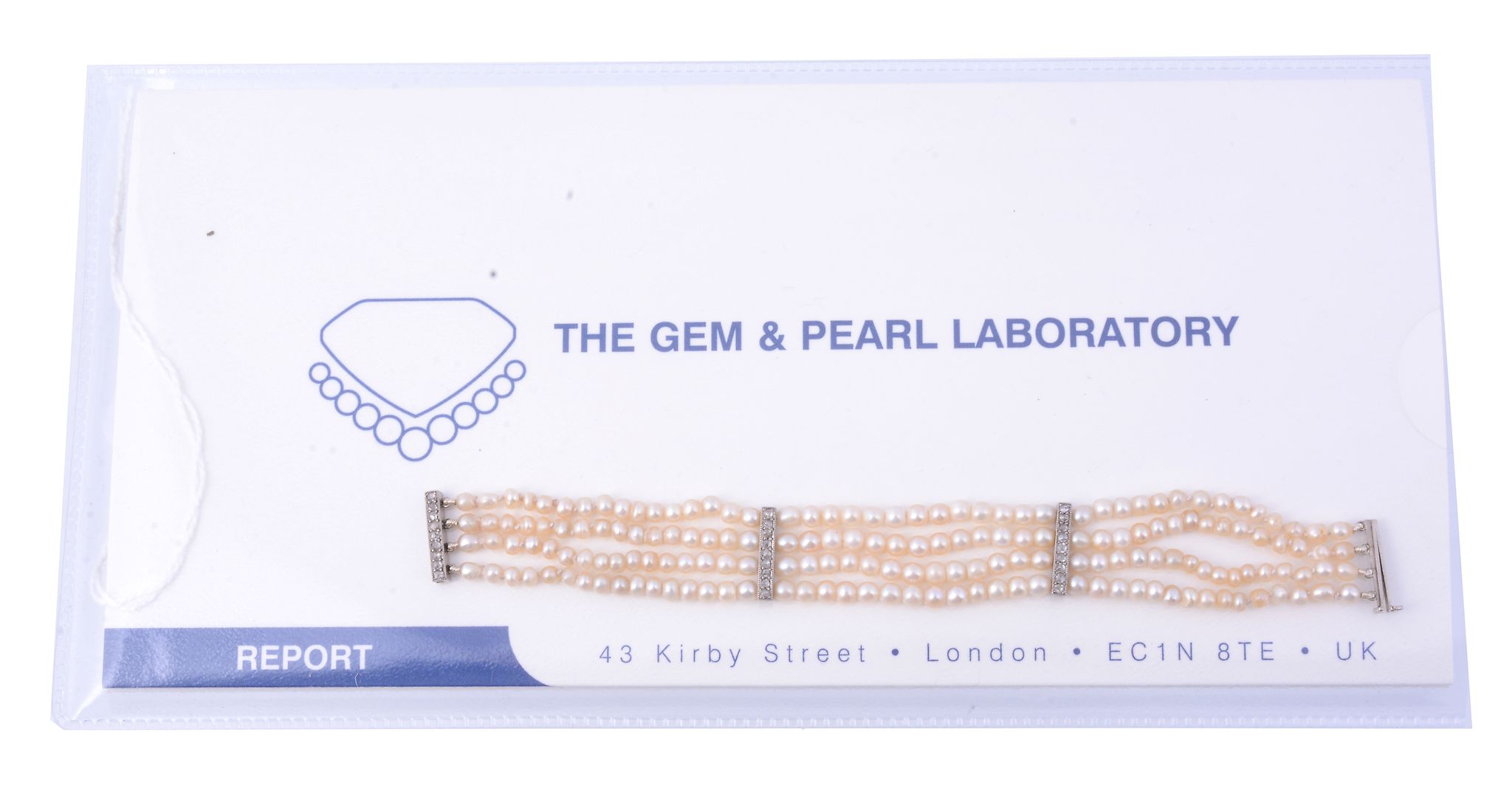 A natural pearl and diamond bracelet, composed of four strands of graduating...  A natural pearl and - Image 2 of 2