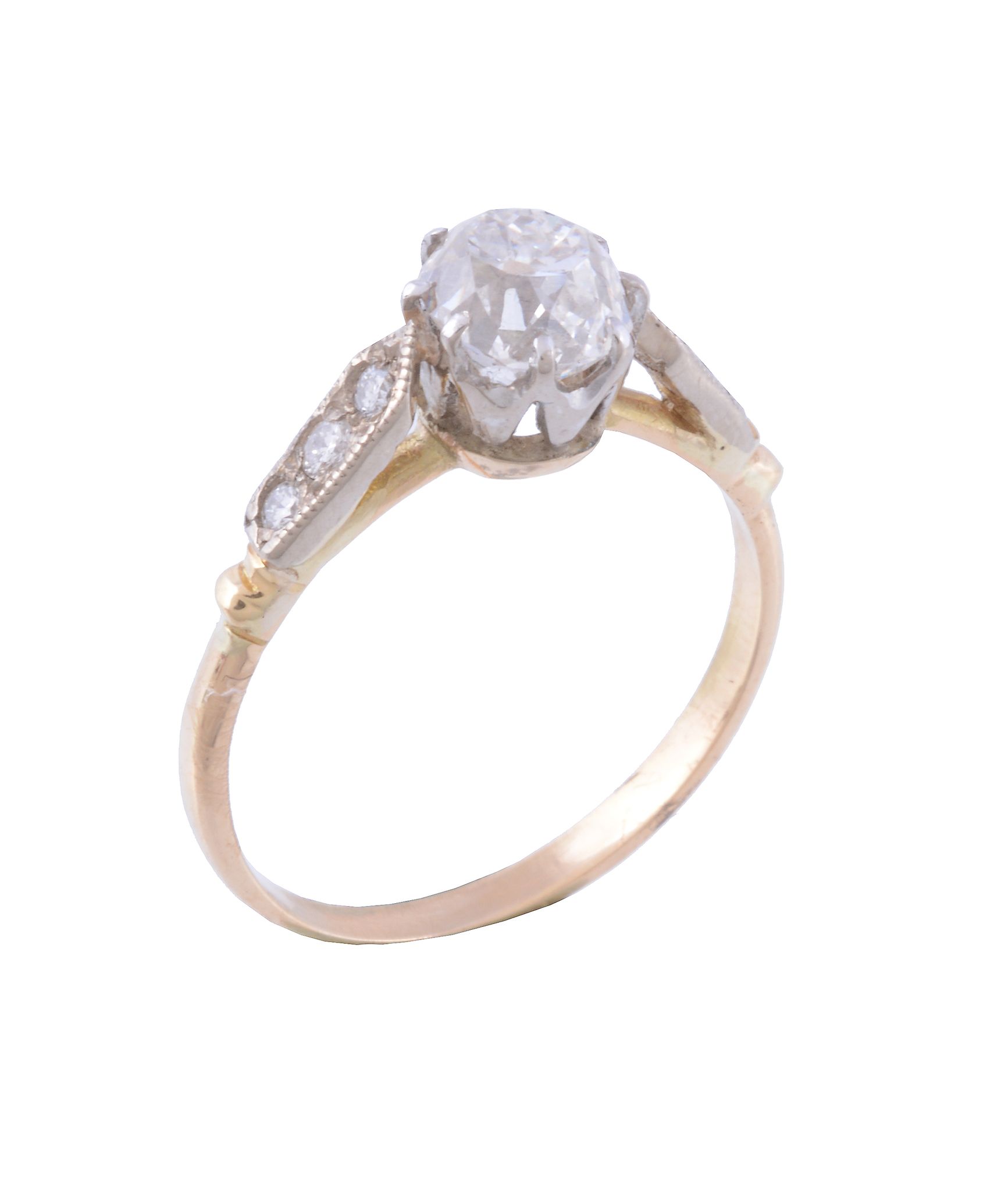 A single stone diamond ring, the old cut diamond weighing 1  A single stone diamond ring,   the