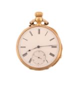 A gold quarter repeater open face pocket watch, no  A gold quarter repeater open face pocket watch,