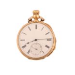 A gold quarter repeater open face pocket watch, no  A gold quarter repeater open face pocket watch,