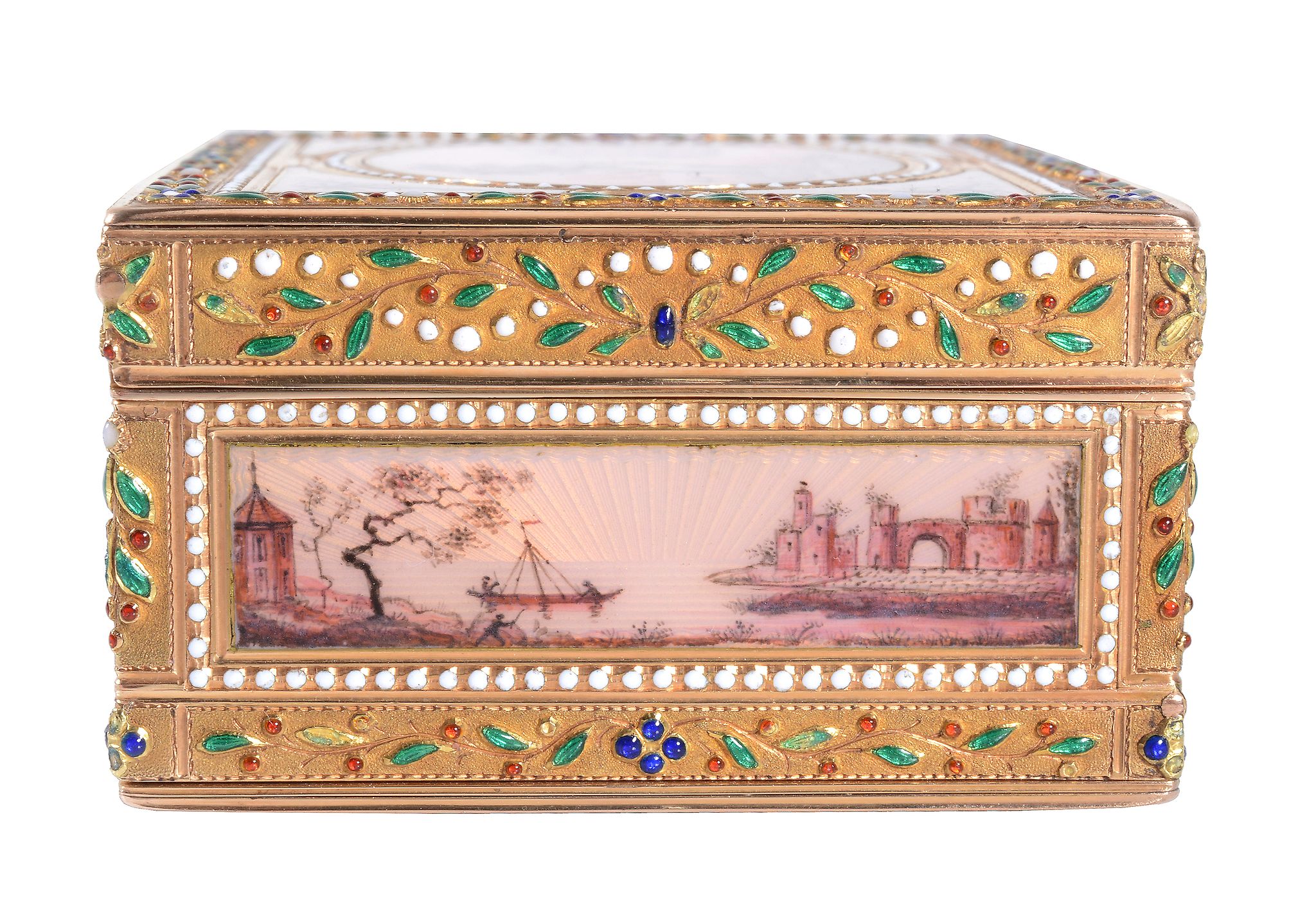 A small gold and enamel rectangular box with concealed compartment, prestige marks including - Image 5 of 12