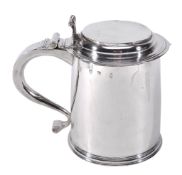 A James II silver tapered cylindrical tankard, maker's mark IS  A James II silver tapered