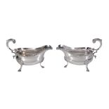 A pair of George III oval sauce boats, maker's mark SM, London 1771  A pair of George III oval sauce