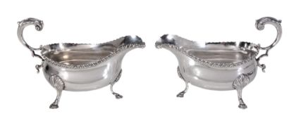 A pair of George III oval sauce boats, maker's mark SM, London 1771  A pair of George III oval sauce