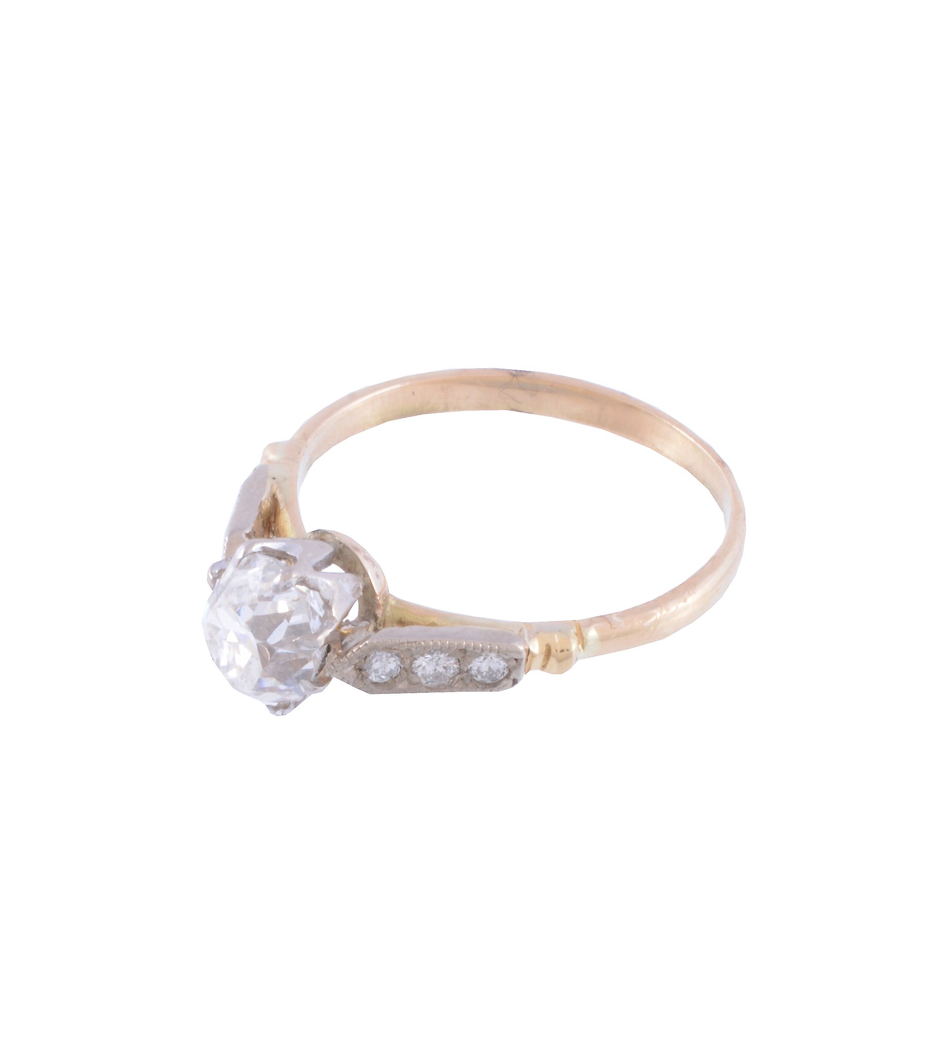 A single stone diamond ring, the old cut diamond weighing 1  A single stone diamond ring,   the - Image 2 of 4