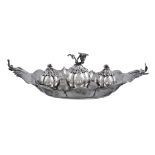 An early Victorian silver naturalistic inkstand by Benjamin Smith III  An early Victorian silver